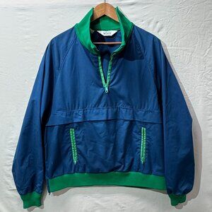 Vintage Woolrich Jacket Mens XL Blue Green Half Zip Pullover Made USA 80s